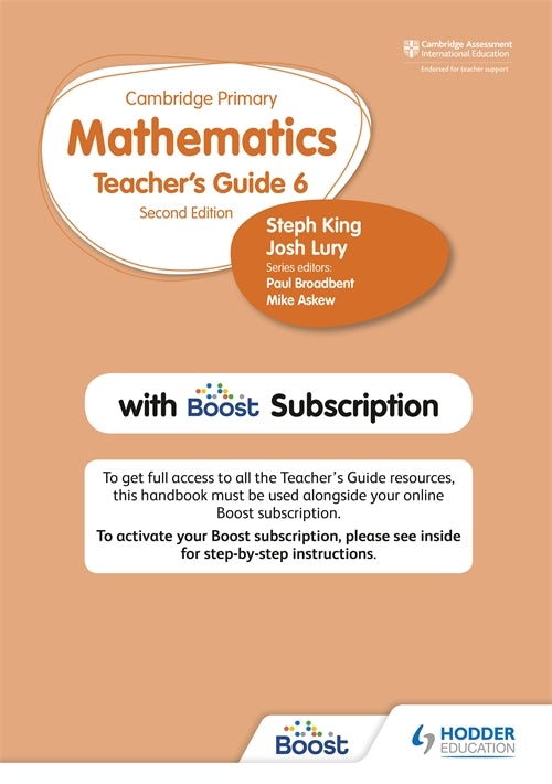 Book cover image for Cambridge Primary Mathematics Teacher's Guide Stage 6 with Boost Subscription ISBN: 9781398300835